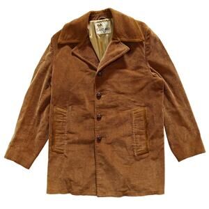 Lakeland Brown Corduroy Coat Jacket Button Front Lined Vintage Size 42